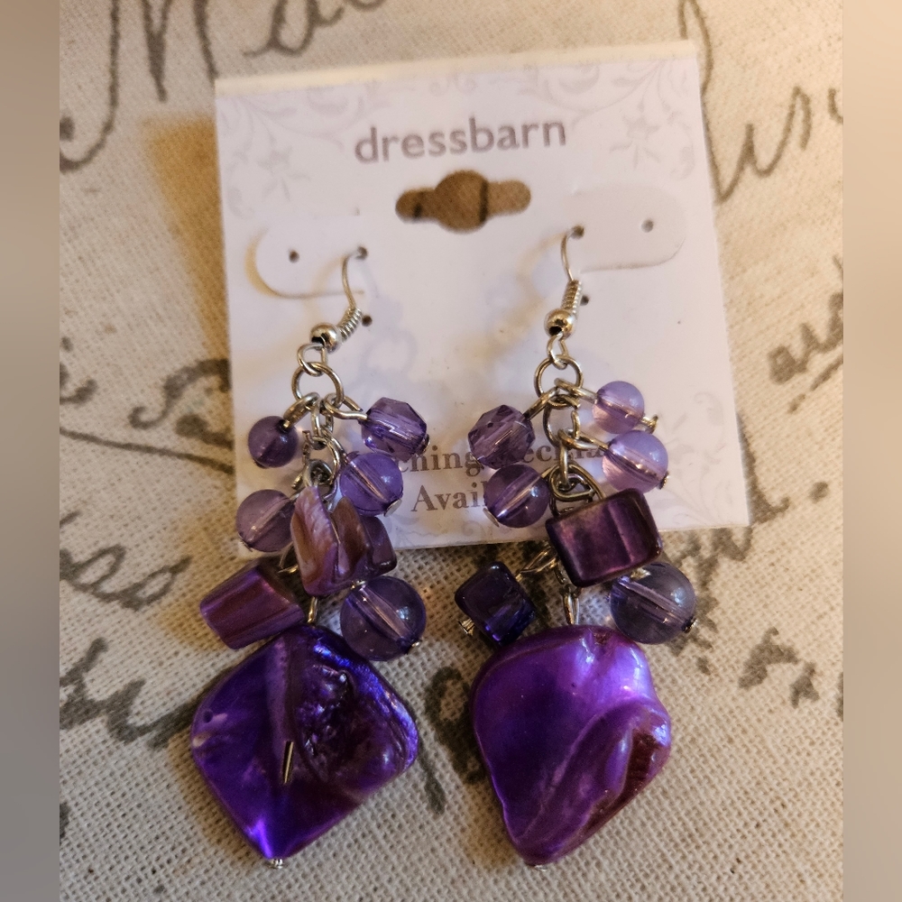Purple Dangle multi stone earrings